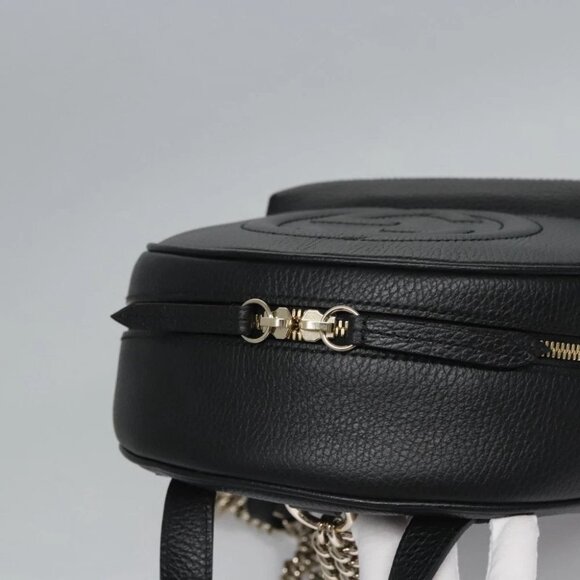 GUCCI Chain Interlocking Backpack Leather Gold Black 536192 Auth 115987AV - Picture 6 of 16